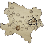 Bierlandkarte Niederösterreich und Wien in Ahorn Dekor