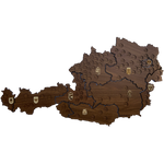 Österreich Bierlandkarte Bundesländer in Walnuss Dekor als ganzes Set